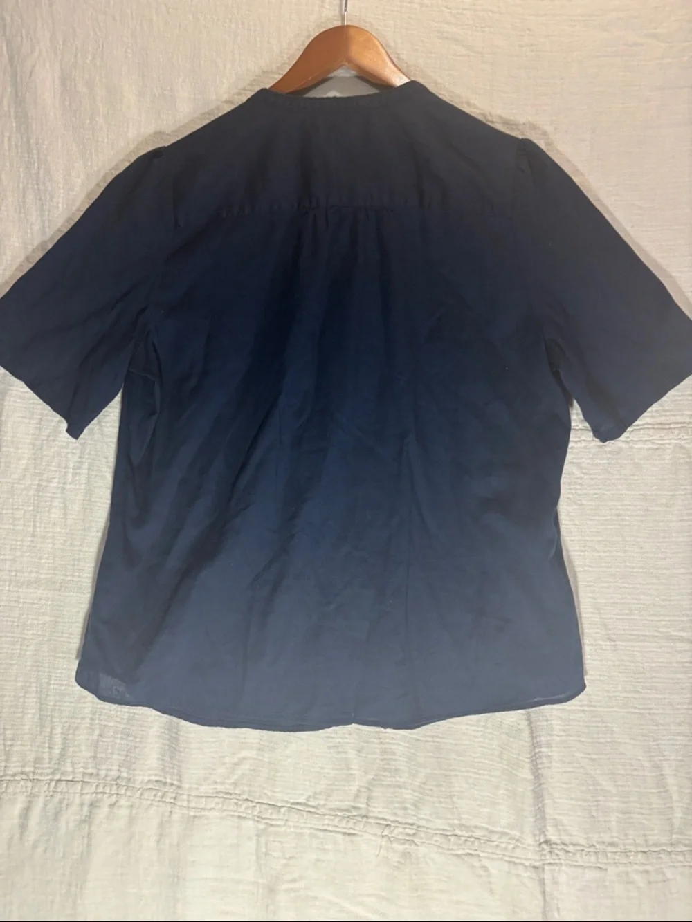 Old Navy Navy Short-Sleeve Button-Down Blouse 100% Cotton
